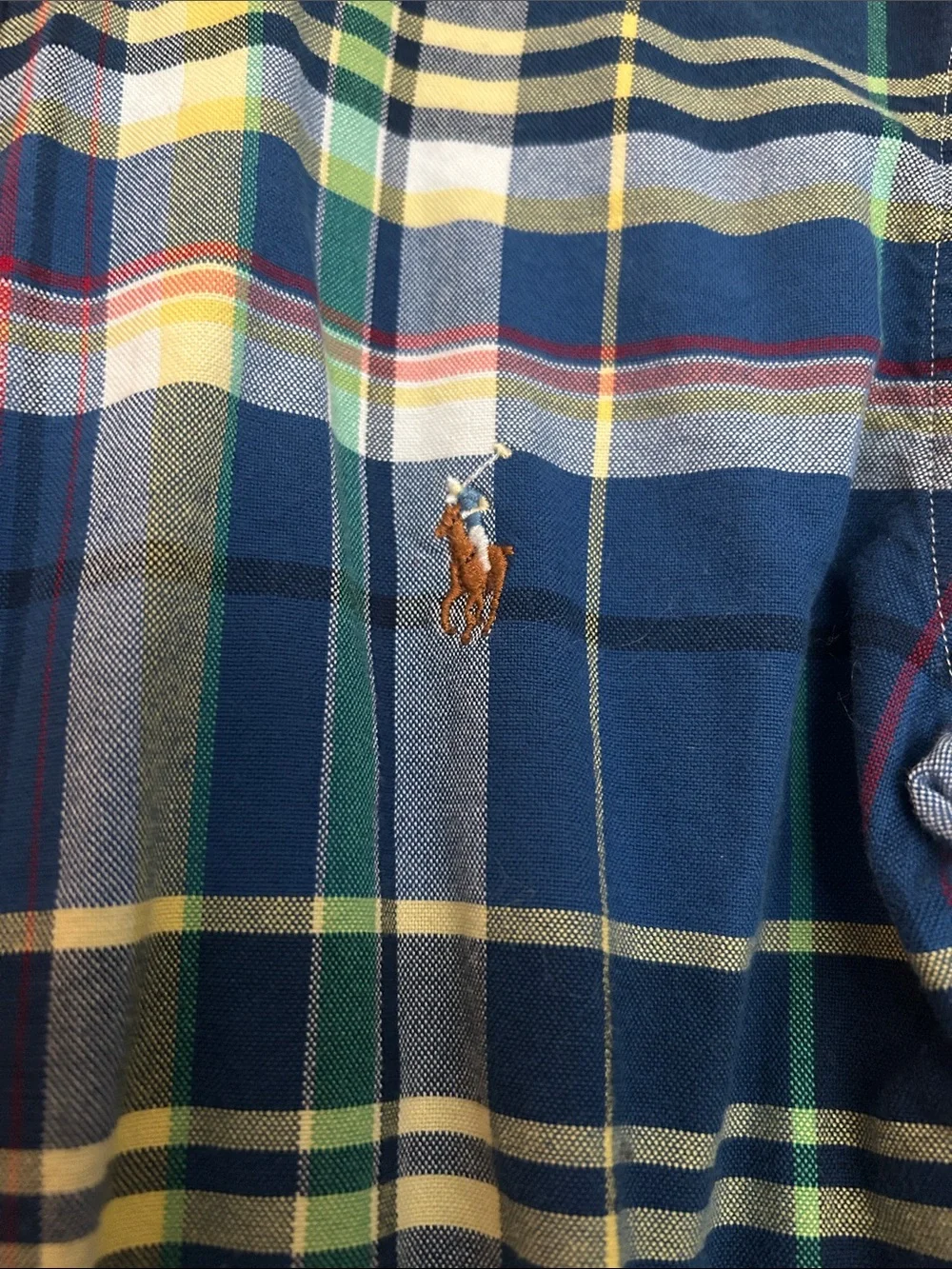Polo by Ralph Lauren Navy and Yellow Plaid Button-Down Shirt